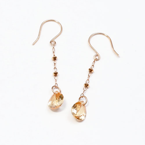 10金 ピンクゴールド ピアス  キュービックジルコニア K10PG フック式　5005-PG15