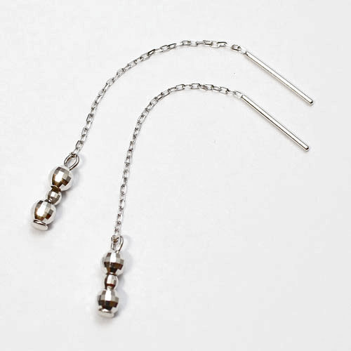 10金 ホワイトゴールド ミラーボール 2WAY 小豆 チェーン K10WG アメリカンタイプ　5009-WG15