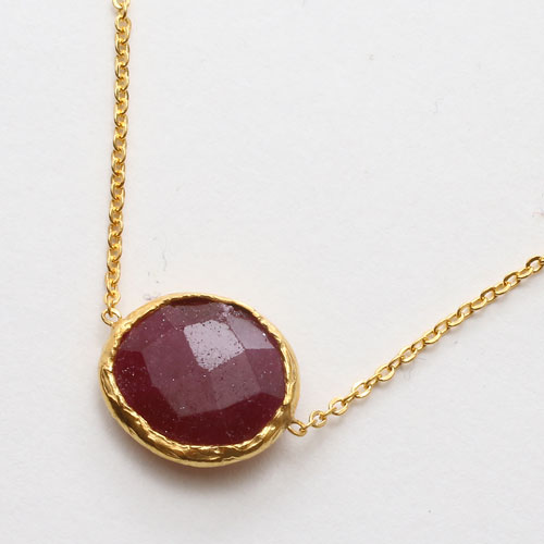 トルコ製 22金 天然石 ルビー ブレスレット　5114-BS16