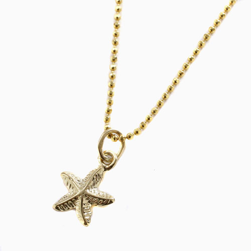 【送料無料】【スペイン製】18金/K18/750 ペンダント ヒトデ/海 シルバー/SV925/SILVER カットボールチェーン付 イエローゴールド お洒落/オシャレ 個性/ユニーク アイテム プレゼント/贈り物　5129-PG16