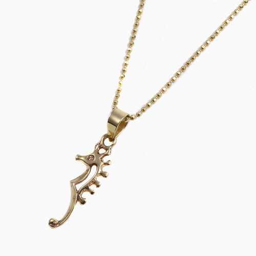 【送料無料】【スペイン製】18金/K18 ペンダント タツノオトシゴ/シーホース SV925/シルバー925 カットボールチェーン付 イエローゴールド　5131-PG16