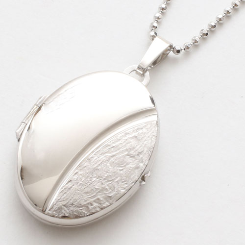 シルバー ロケットペンダント スタッコ調 オーバル MERZ　5151-LS16