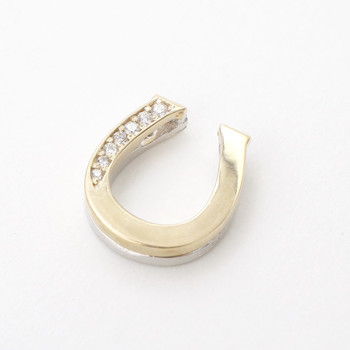 日本製 10金 YG＆WG 馬蹄 ペンダントジャケット ダイヤモンド 0.11ct 5168-PG16