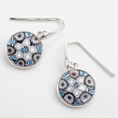 ベネチアンガラス SV925 ピアス ブルースカイ フック式 イタリア製　5209-BP16