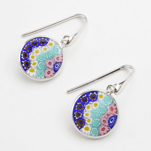 ベネチアンガラス SV925 ピアス レインボー フック式　5210-BP16