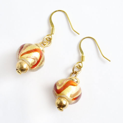 ベネチアングラス ピアス （サークル・ゴールド） イタリア製　5284-EV16