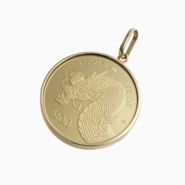 純金 18金 2024年版 干支 辰 コイン ペンダントトップ 3cm 21g  6060-MS24