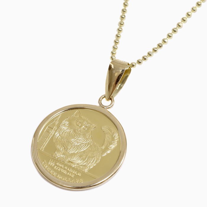 バースミント製造 純金 コイン ペンダント (キャット) 6061-HG24