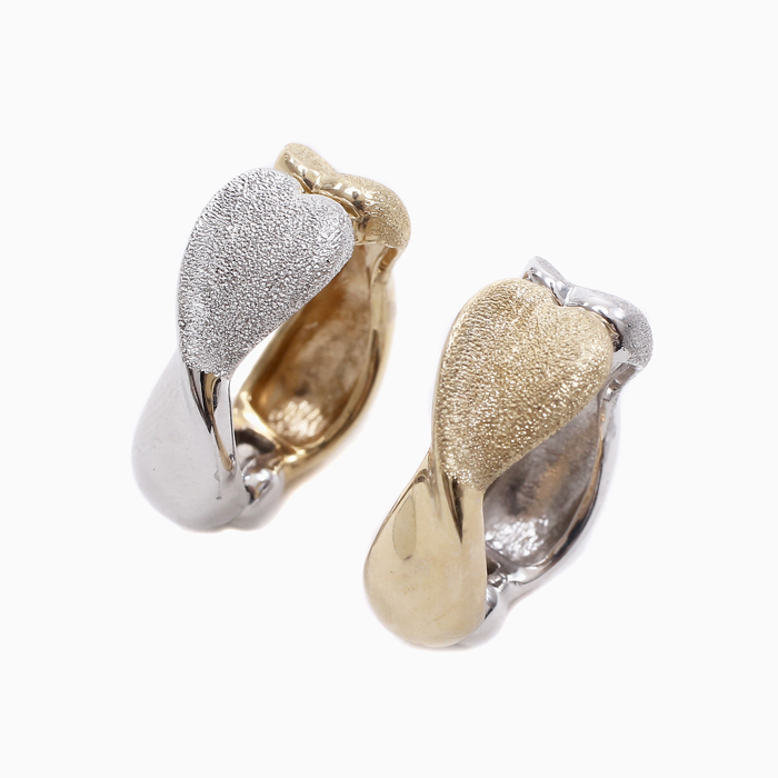 10金 イエロー＆ホワイト リバーシブル ピアリング ハート 6066-UK24