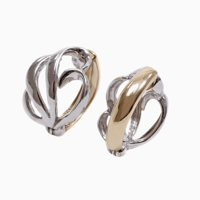 10金 イエロー＆ホワイト リバーシブル ピアリング スカシリーフ 6067-UK24