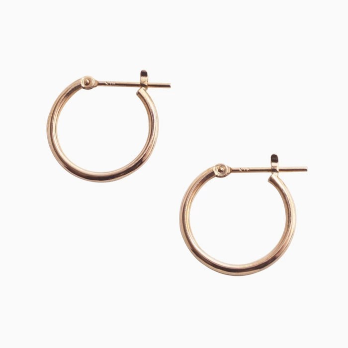 【送料無料】正規品 18金/K18 18k/K18PG ピンクゴールド ピアス/フープピアス キャッチレス リングピアス 大きめピアス/1.5mm 15ｍｍ シンプル 両耳 オシャレピアス つけっぱなし スキンジュエリー 軽量 地金イヤーアクセ プレゼント 6154-UK24