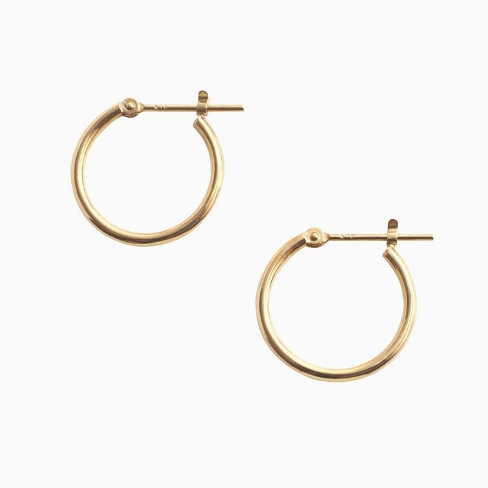 【送料無料】正規品 18金/K18 18k/K18YG イエローゴールド ピアス/フープピアス キャッチレス リングピアス 大きめピアス/1.5mm 15ｍｍ シンプル 両耳 オシャレピアス つけっぱなし スキンジュエリー 軽量 地金イヤーアクセ プレゼント 6155-UK24