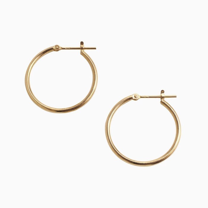【送料無料】正規品 18金/K18 18k/K18YG イエローゴールド ピアス/フープピアス キャッチレス リングピアス 大きめピアス/1.5mm 20ｍｍ シンプル 両耳 オシャレピアス つけっぱなし スキンジュエリー 軽量 地金イヤーアクセ プレゼント 6159-UK24