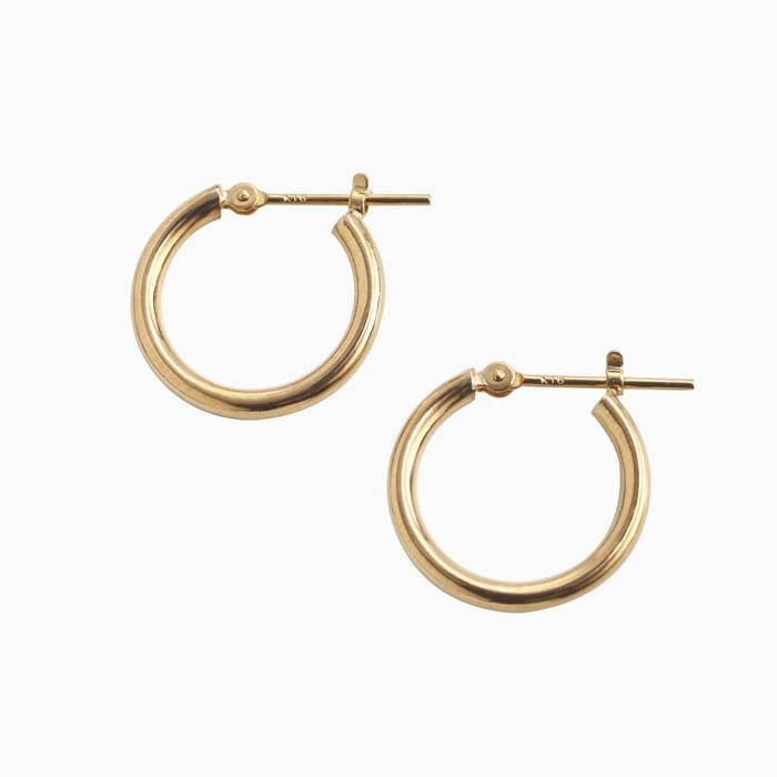 【送料無料】正規品 18金/K18 18k/K18YG イエローゴールド ピアス/フープピアス キャッチレス リングピアス 大きめピアス/2.0mm 15ｍｍ シンプル 両耳 オシャレピアス つけっぱなし スキンジュエリー 軽量 地金イヤーアクセ プレゼント 6163-UK24