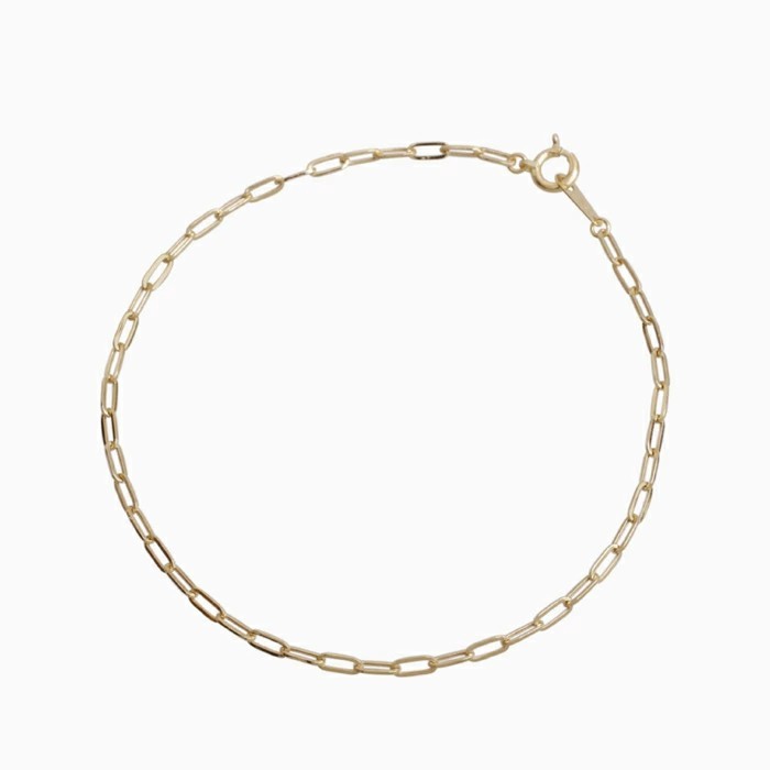 【送料無料】イタリア製 中空 ペーパー クリップ 18金 18K K18 ゴールド ブレスレット 18.5cm 小豆 角アズキ シンプル6205-MS26