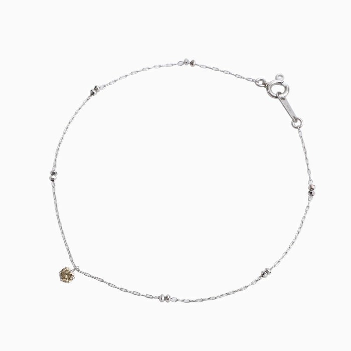 【送料無料】プラチナ/Pt850 pt850/Platinum ブレスレット/チェーンブレス ダイヤモンド付/天然石 ステーションミラクルカット 長さ調節可能 キラキラ ミラーボールブレスレット アジャスター付 プレゼント 6207-NM24