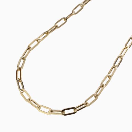 【受注生産品】【イタリア製】18金/K18 イエローゴールド/GOLD/ゴールド ネックレス アクセサリー ペーパークリップ/アズキ/小豆 デザイン スクエアカット 女性/レディース 70cm オシャレ 上品/キラキラ 記念日/お祝い/誕生日 特別 プレゼント/ギフト/贈り物  6237-MS24