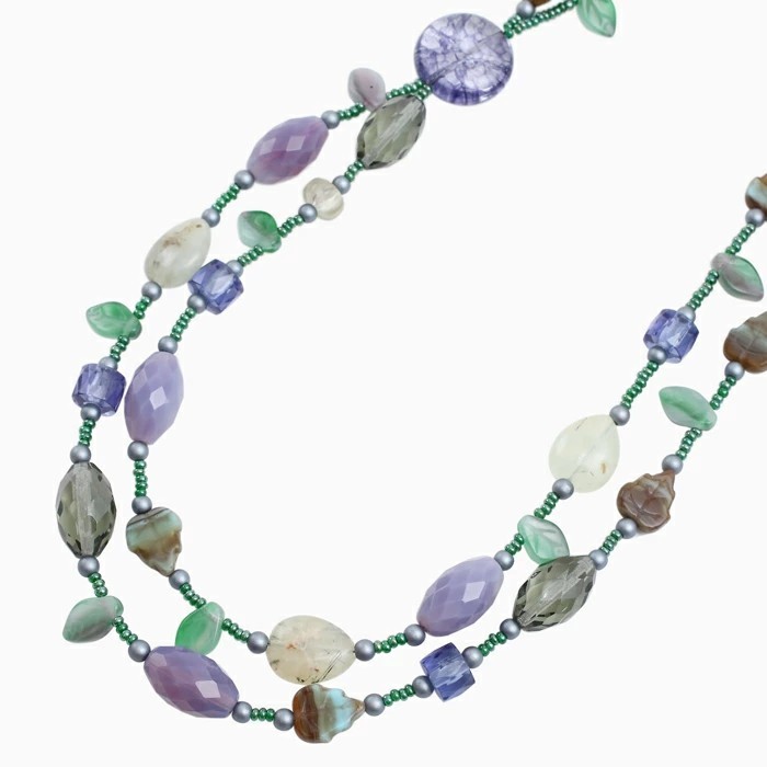 【送料無料】【アヴェ・カプリース】AVE CAPRICE イタリア/ミラノ/MILANO 手作り/ハンドメイド ベネチアンガラス/ベネチアングラス ネックレス/ペンダント アクセサリー/アイテム 女性/レディース 個性 ２連グリーン お祝い/記念日/誕生日 プレゼント/贈り物 6271-AV24