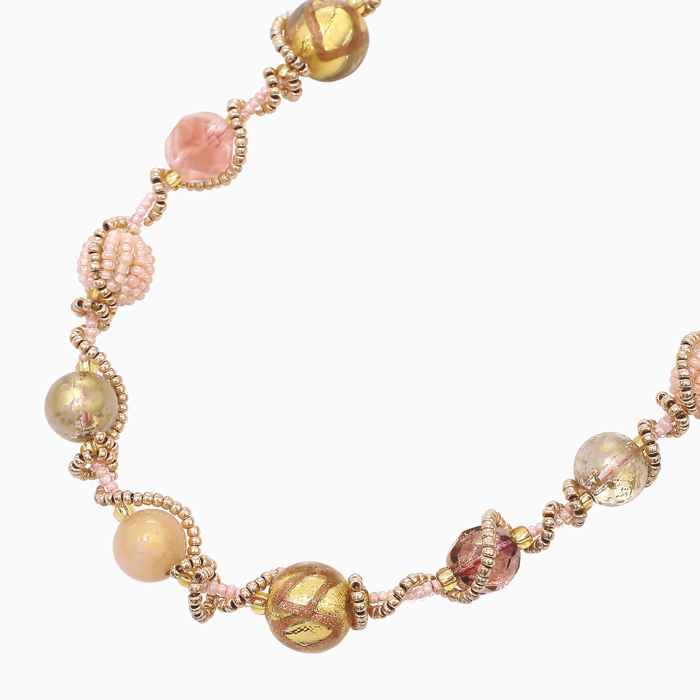 キアラ・デザイン CHIARA by INES ベネチアンガラス/ベネチアングラス ガラス/ベネチアンネックレス イタリア製 スライトPINK/ピンク/桃色 女性/レディースネックレス6278-IN25