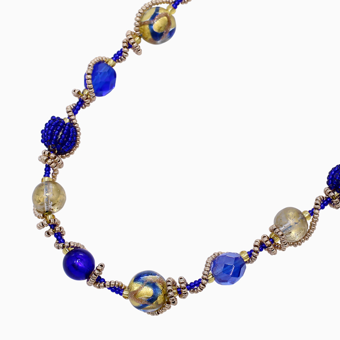 キアラ・デザイン CHIARA by INES ベネチアンガラス/ベネチアングラス ガラス/ベネチアンネックレス イタリア製  ブルー/ダークブルー/青色/紺色 女性/レディースネックレス6279-IN25