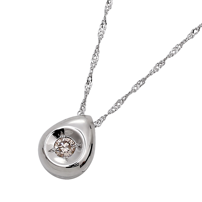 【送料無料】プラチナ Platinum Pt900 Pt850 プラチナペンダント プラチナアクセサリー ダイヤモンド 1石 0.08カラット 42cm 女性 レディース レディースペンダント ネックレス スクリューチェーン ドロップ しずく6293-TK25