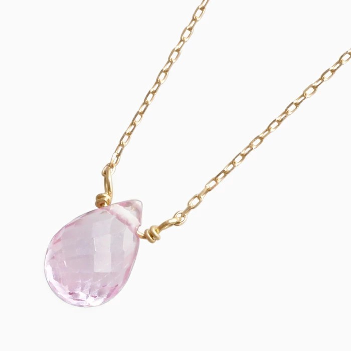 10金 K10 K10YG GOLD ゴールド ペンダント ネックレス アクセサリー ジュエリー 雫 しずく 涙型 ティアドロップ モチーフ ピンクトパーズ 天然石 可愛い レディース 6297-UK25