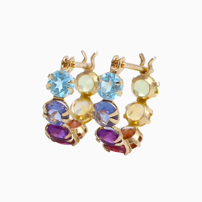 【送料無料】正規品 10金/K10/K10YG/10K/10金アクセサリー GOLD/ゴールドアクセサリー ピアス フープ 天然石/パワーストーン アミュレット お守りピアス 開運 セブンカラー レディースアクセサリー お洒落 キラキラ プレゼント/ギフト 6308-MH25