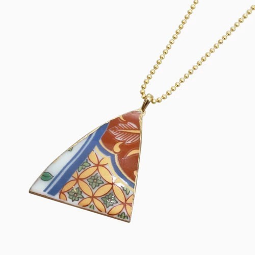 クリックポスト便対応【COCO LEAF】有田焼/美濃焼 金継ぎ/金つぎ アクセサリー/ペンダント/ネックレス SV925/Silver/シルバー カットボールチェーン 手作り/ハンドメイド オシャレ お洒落 女性/ 記念日/お祝い プレゼント/誕生日/ギフト 可愛い カラフル 6363-LL25