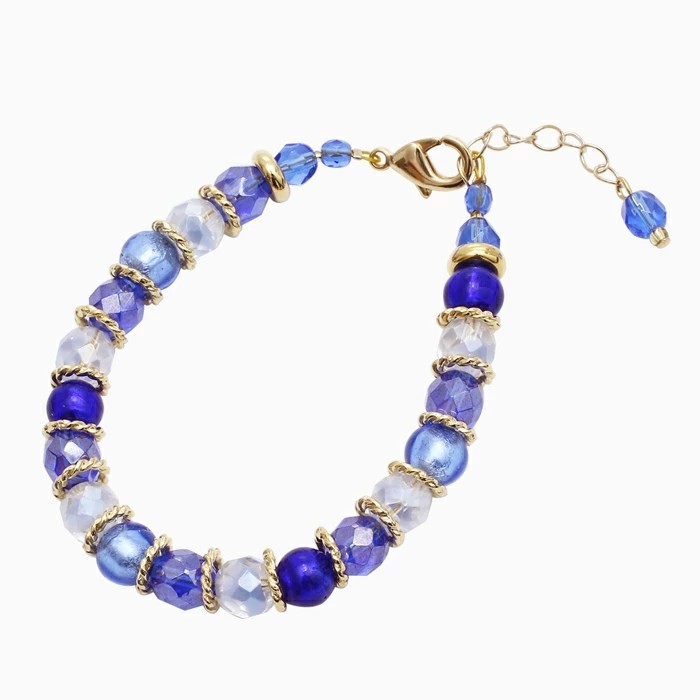 キアラ・デザイン CHIARA by INES ベネチアンガラス/ベネチアングラス ガラス/ベネチアンブレスレット イタリア製 オーシャンブルー/青色/水色 女性/レディースブレス6371-IN25