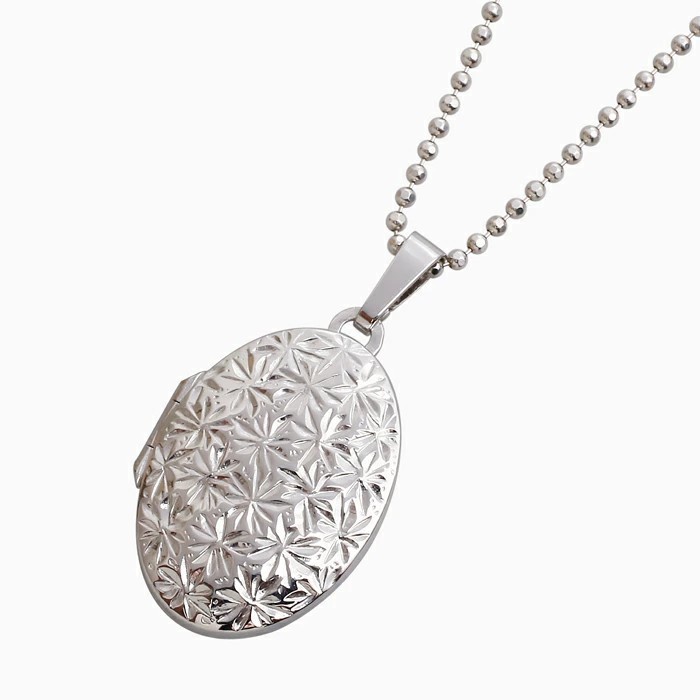 【送料無料】MERZ/メルツ シルバー SILVER 925 SV925 シルバーアクセサリー locket ロケット ペンダント フラワー 写真 思い出 2枚 カットボールチェーン付 6410-AD25