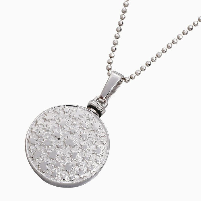 【送料無料】MERZ/メルツシルバー SILVER 925 SV925 シルバーアクセサリー カロート 遺灰 遺骨 分骨 遺骨入れ 手元供養 メモリアル ペンダント ラウンド スター 星 カットボールチェーン付6413-AD25