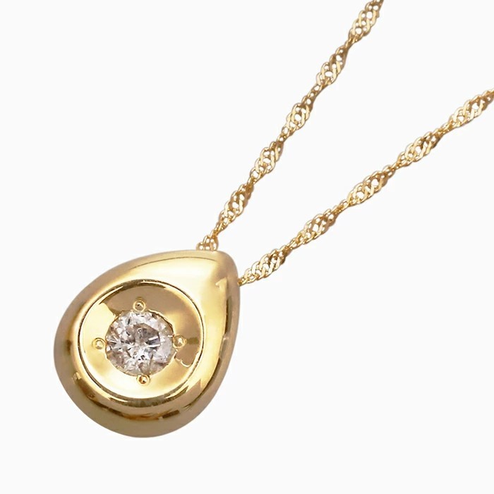 【送料無料】【日本製】18金 K18 18k ゴールド ペンダント ネックレス アクセサリー ジュエリー 雫 しずく ドロップ ティアドロップ ダイヤモンド 1石 0.08カラット レディース 6440-TK25