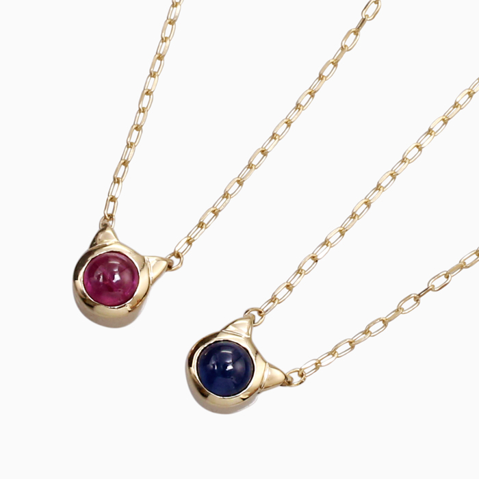 【送料無料】10金 K10 10k ゴールド ゴールドアクセサリー ペンダント ネックレス ルビー サファイア ネコ 猫 キャット ネコモチーフ プチペンダント 6488-UK25