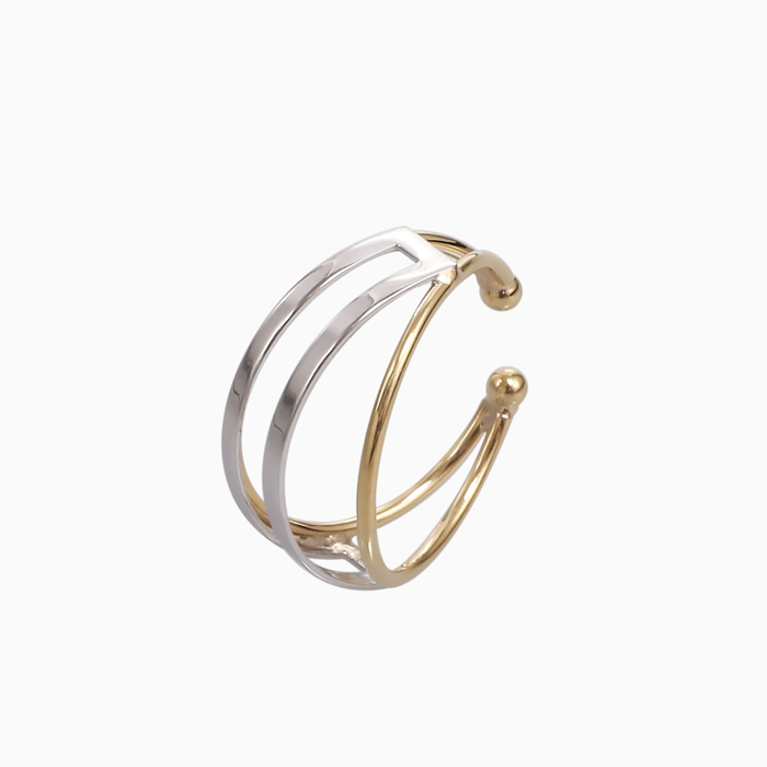 【送料無料】18金 K18 ゴールド GOLD Pt900 プラチナ PLATINUM イヤリング イヤーカフ イヤークリップ ツーカラー シンプル 重ね着け 華奢 お洒落 女性 レディース 6493-UK25