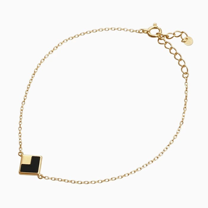 【送料無料】18金 K18 18k ゴールド イエローゴールド ブレスレット レディースブレスレット 大人ブレスレット アクセサリー 地金 オニキス アズキチェーン 小豆 上品 女性 6526-UK25