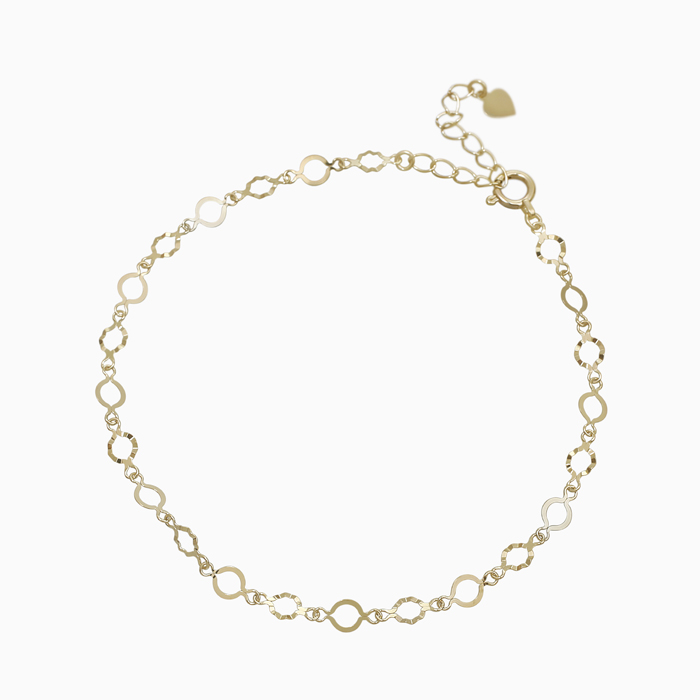 【Made in Japan】10金/K10 GOLD ブレスレット シャイニー ラウンドカット キラキラ アジャスターあり 19.5cm 0.6g シンプル ゴールドアクセサリー  女性/レディース プレゼント/ギフト クリスマス6547-MH25