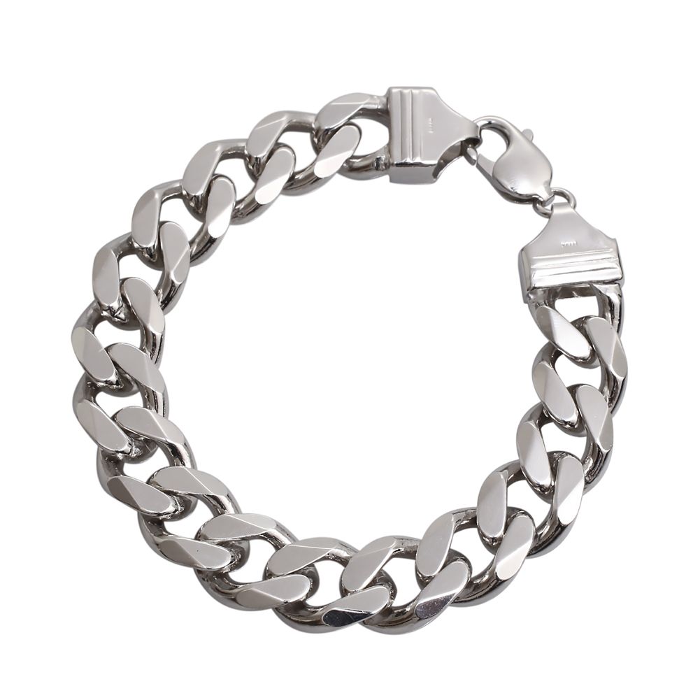 【日本製】シルバー SILVER 925 銀無垢 2面カット キヘイ 喜平 ラウンド 12mm幅 21cm 56g カニカン 引き輪式 男女兼用 メンズ メンズアクセサリー ブレスレット  6599-UK26