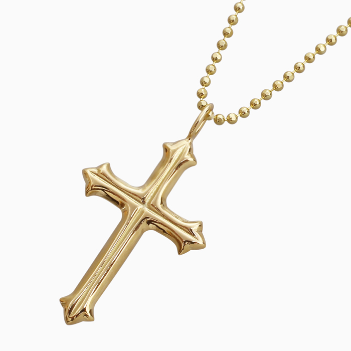 【送料無料】日本製 18金 K18 750 クロス 十字架 ペンダント 小さめ 華奢 繊細 イタリア製 シルバー925 カットボールチェーン付き お守り 魔除け 6613-HG26