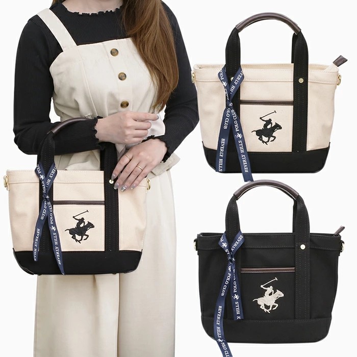【BEVERLY HILLS POLO CLUB/ビバリーヒルズポロクラブ】バッグ ハンドバッグ ショルダーバッグ 鞄 かばん カバン キャンバストートバッグ XS BH1006N 6658-TN26