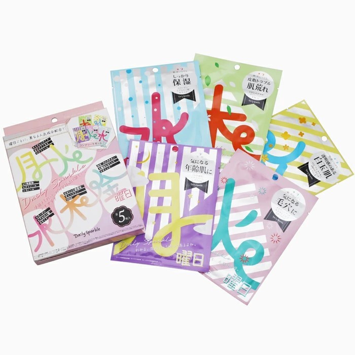 デイリースパークル Daily Sparkle 曜日マスク フェイスパック パック 美容パック シートタイプ 美容 5日分セット 保湿 白玉肌 毛穴 ヒアルロン酸 セラミド ビタミンC 美容ギフト 6666-TN26