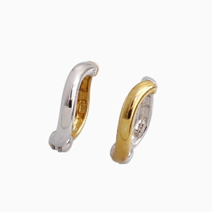 18金 K18 ピアリング ツーカラー シンプル ピアリング K18 ウェーブ イヤリング リバーシブル 正規品 k18 k18WG刻印入り クリップ式イヤリング 18k イヤーカフ ノンホールピアス 6679-UK26