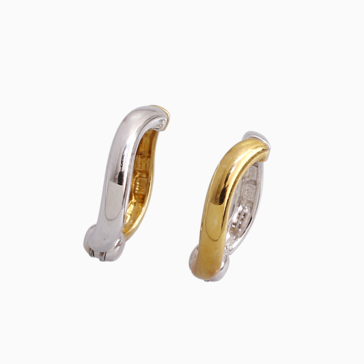 18金 K18 ピアリング ツーカラー シンプル ピアリング K18 ウェーブ イヤリング リバーシブル 正規品 k18 k18WG刻印入り クリップ式イヤリング 18k イヤーカフ ノンホールピアス 6679-UK26