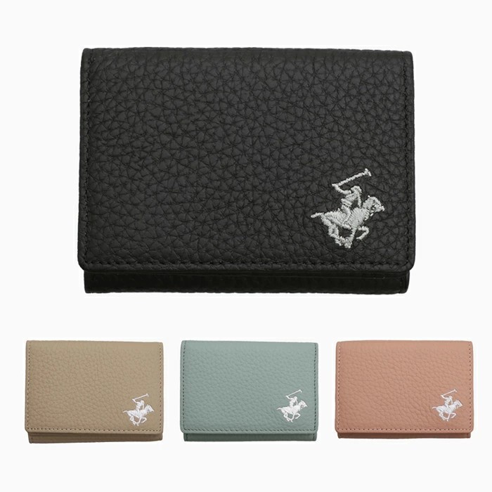 【BEVERLY HILLS POLO CLUB/ビバリーヒルズポロクラブ】財布 三つ折り財布 ミニ財布 ミニウォレット ボタン式 コンパクト カード収納 小銭入れ付 BHG-L1012 6684-TN26