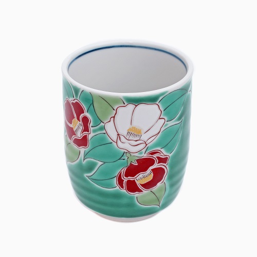 【日本製】九谷焼 北陸伝統工芸 湯呑 四季の花 ツバキ 7208-SK24