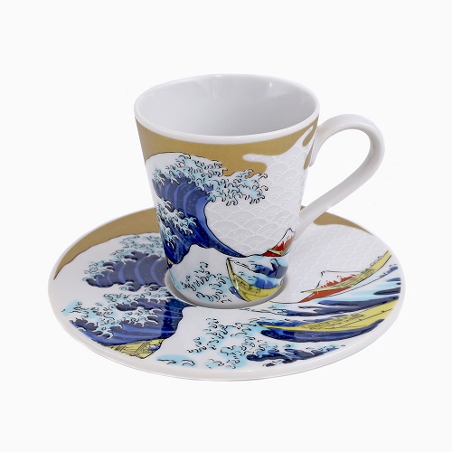 【日本製】九谷焼 デミタスカップ＆ソーサー (波) 7221-SK24