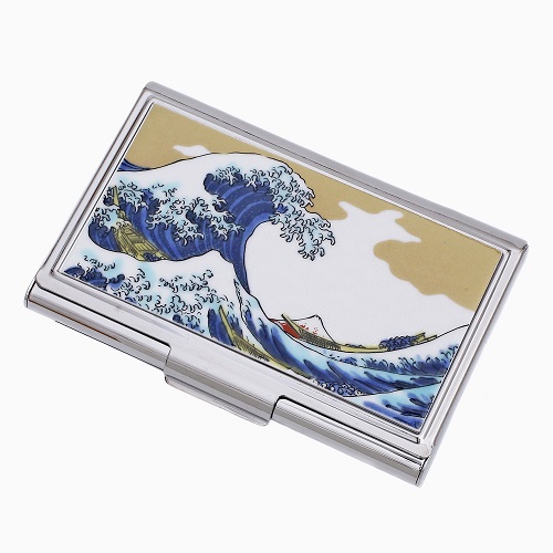 九谷焼 カードケース（名刺入れ）北陸伝統工芸 北斎 波  7224-SK24