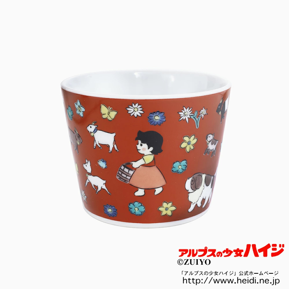 【送料別】日本製 九谷焼 アルプスの少女ハイジ/ハイジ 陶器/食器/和食器 色絵フリーカップ/カップ/コップ 記念日/誕生日 お祝い/結婚祝い プレゼント/贈り物 お洒落/オシャレ 総柄 7284-SK24
