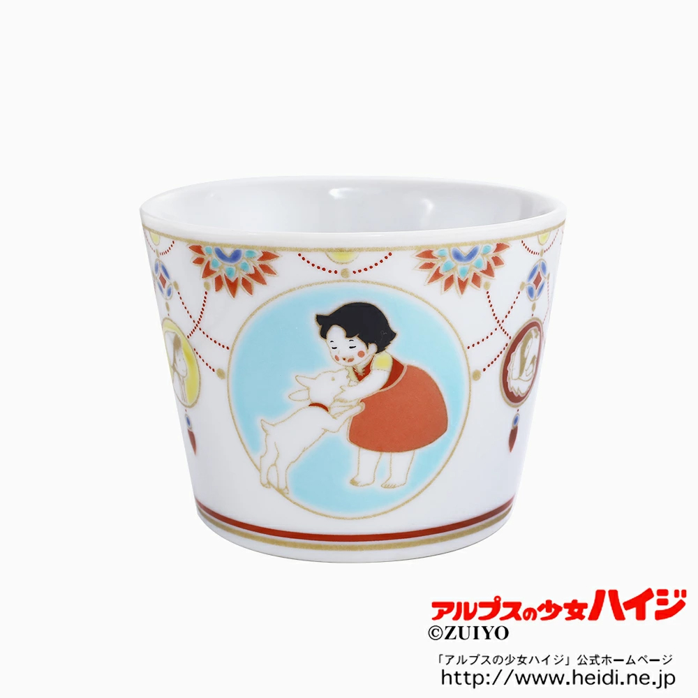 【送料別】日本製 九谷焼 アルプスの少女ハイジ/ハイジ 陶器/食器/和食器 色絵フリーカップ/カップ/コップ 記念日/誕生日 お祝い/結婚祝い プレゼント/贈り物 お洒落/オシャレ 総柄 7287-SK24