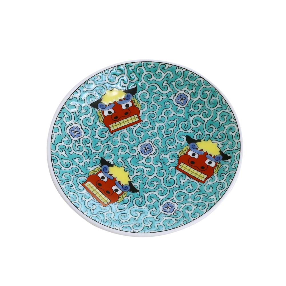 吉祥/KISSYO 日本製 九谷焼 久谷五彩 陶器 陶磁器 磁気 お皿/皿/小皿/縁起小皿/豆皿 食器 和食器 9.5cm 獅子舞 華やか 鮮やか オシャレ お洒落 記念日 お祝い 誕生日 プレゼント 贈り物 祝い品7306-SK25