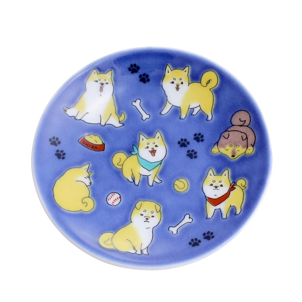 吉祥/KISSYO 日本製 九谷焼 久谷五彩 陶器 陶磁器 磁気 お皿/皿/小皿/縁起小皿/豆皿 食器 和食器 9.5cm 犬 いぬ イヌ 柴犬 華やか 鮮やか オシャレ お洒落 記念日 お祝い 誕生日 プレゼント 贈り物 祝い品7308-SK25